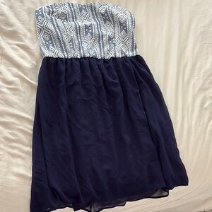 Xhilaration Strapless Dress - Navy and White